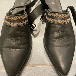 Anthropologie Pilcro Leather Ankle-Strap Flats